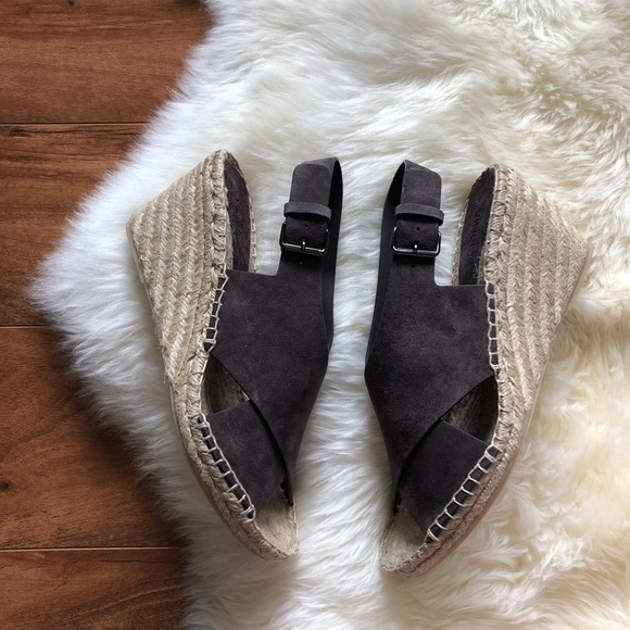 Vince Sabrina Espadrille Brown Suede Wedge Sandal - Picture 2 of 8